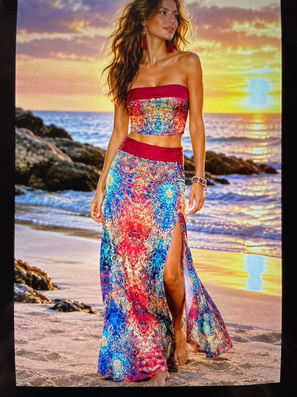 M Vibrant Multicolor Women's Skirt Set
